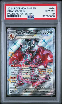 2024 POKEMON SVP EN-SV BLACK STAR PROMO PALDEAN FATES TIN CHARIZARD EX PSA 10 - Image 1