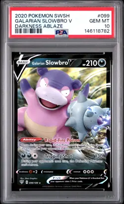 2020 POKEMON SWORD & SHIELD DARKNESS ABLAZE #099 GALARIAN SLOWBRO V PSA 10 - Image 1