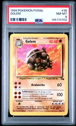 1999 POKEMON FOSSIL #36 GOLEM PSA 8 - Image 1
