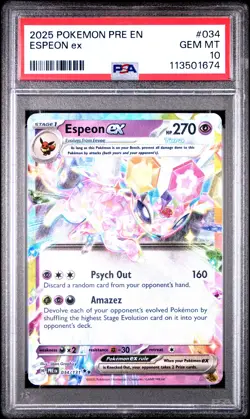 2025 POKEMON PRE EN-PRISMATIC EVOLUTIONS #034 ESPEON EX PSA 10 - Image 1