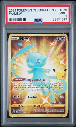 2021 POKEMON CELEBRATIONS #025 FULL ART/MEW PSA 9 - Image 1