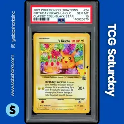 2021 POKEMON SWSH BS PROMO CELEBRATIONS CLASSIC COLL #24 BIRTHDAY PIKACHU PSA 10 - Image 1