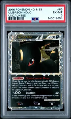 2010 POKEMON HEARTGOLD & SOULSILVER UNDAUNTED #86 UMBREON-HOLO PSA 6 - Image 1
