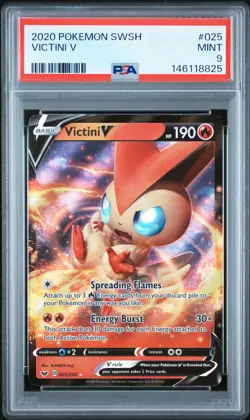 2020 POKEMON SWORD & SHIELD #025 VICTINI V PSA 9 - Image 1