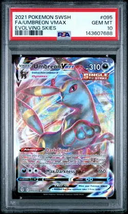 2021 POKEMON SWORD & SHIELD EVOLVING SKIES #095 FULL ART/UMBREON VMAX PSA 10 - Image 1