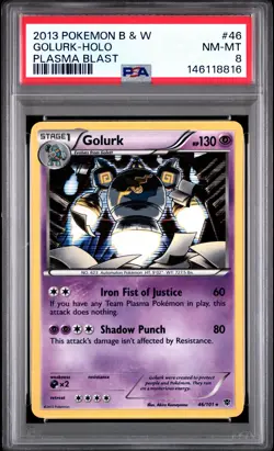 2013 POKEMON BLACK & WHITE PLASMA BLAST #46 GOLURK-HOLO PSA 8 - Image 1