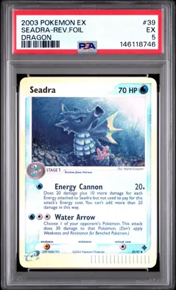 2003 POKEMON EX DRAGON #39 SEADRA-REVERSE FOIL PSA 5 - Image 1