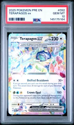 2025 POKEMON PRE EN-PRISMATIC EVOLUTIONS #092 TERAPAGOS EX PSA 10 - Image 1