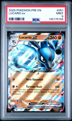 2025 POKEMON PRE EN-PRISMATIC EVOLUTIONS #051 LUCARIO EX PSA 9 - Image 1