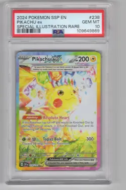 2024 Pokemon Surging Sparks Pikachu ex Secret Illustration Rare #238 - PSA 10 - Image 1