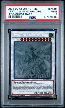 2021 YU-GI-OH! 1ST EDITION-GHOST RARE CRYSTAL CLEAR WING SYNCHRO DRAGON PSA 9 - Image 1