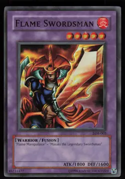 Flame Swordsman LOB-003 Super Rare FOIL SHIFT ERROR Yu-Gi-Oh - Image 1