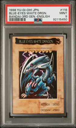 1999 YU-GI-OH! JPN BANDAI-3RD GENERATION ENGLISH BLUE-EYES WHITE DRAGON PSA 9 - Image 1
