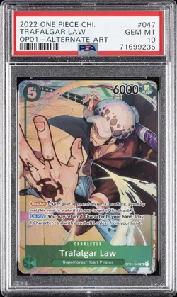 2022 ONE PIECE SIMPLIFIED CHINESE OP01-ROMANCE DAWN #047 TRAFALGAR LAW PSA 10 - Image 1
