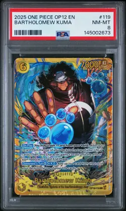 2025 ONE PIECE OP12-LEGACY OF THE MASTER #119 BARTHOLOMEW KUMA PSA 8 - Image 1