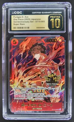 2025 ONE PIECE JAPANESE PORTGAS D. ACE SUPER RARE ST15-005 CGC 10 PRISTINE A PT - Image 1