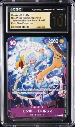 2025 ONE PIECE JAPANESE THEME PROMO PACK #P-099 MONKEY D. LUFFY CGC 10 PRISTINE - Image 1