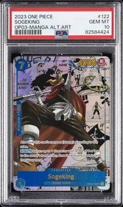 2023 ONE PIECE OP03-PILLARS OF STRENGTH MANGA ALTERNATE ART #122 SOGEKING PSA 10 - Image 1