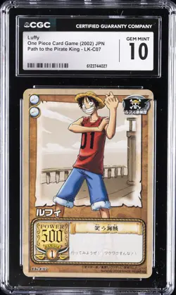 2002 ONE PIECE JAPANESE PATH TO THE PIRATE KING #LK-C07 LUFFY CGC 10 GEM MINT - Image 1