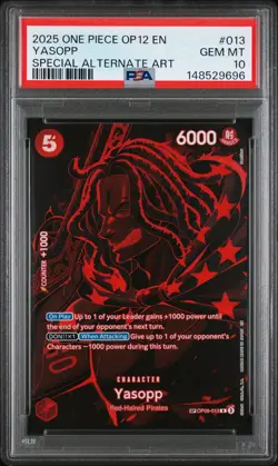 2025 ONE PIECE OP12-LEGACY OF THE MASTER SPECIAL ALTERNATE ART YASOPP PSA 10 - Image 1