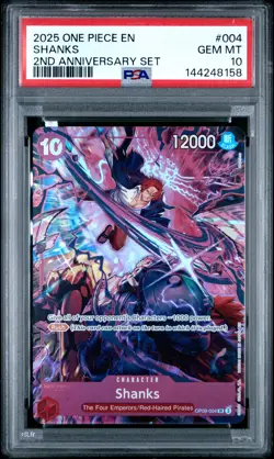 2025 ONE PIECE ENGLISH VERSION 2ND ANNIVERSARY SET #004 SHANKS PSA 10 - Image 1