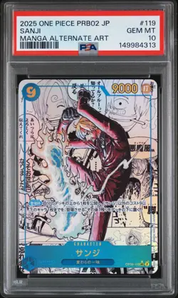 2025 ONE PIECE JAPANESE PRB02-MANGA ALTERNATE ART #119 SANJI PSA 10 - Image 1