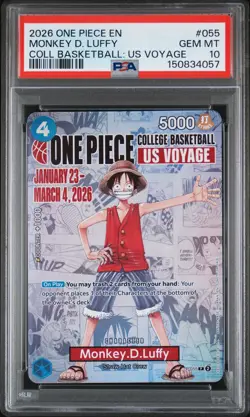 2026 ONE PIECE PROMOS COLLEGE BASKETBALL : US VOYAGE MONKEY D. LUFFY PSA 10 - Image 1