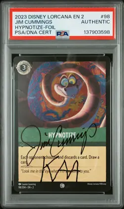 2023 DISNEY LORCANA JIM CUMMINGS SIGNED FOIL #98 HYPNOTIZE PSA AUTH AUTO AUTH - Image 1