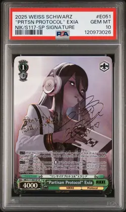 Weiss Schwarz Partisan Protocol Exia (NIK/S117-E051SP) NIKKE SP PSA 10 Signature - Image 1