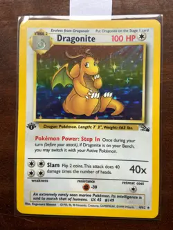 Pokemon Dragonite 1st Edition Vintage Hologram 4/62 1999 Nice Card LP - Image 1