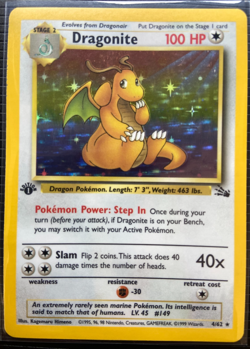 Pokemon Dragonite 1st Edition Vintage Hologram 4/62 1999 Nice Card LP - Image 3