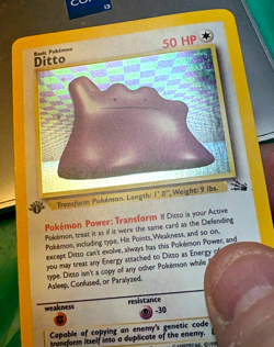 Ditto 3/62 LP 1999 Pokemon TCG Fossil 1st Edition Holo Rare Card - Image 3