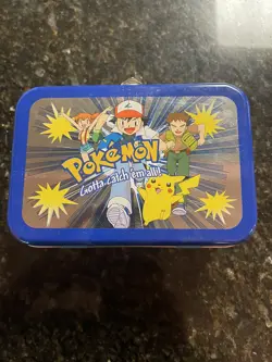 POKEMON Storage Box tin mini lunchbox 1998 Nintendo / Accessory Network card '99 - Image 1