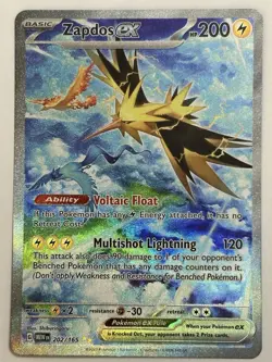 Pokemon TCG Zapdos EX Holo Card 202/165 Scarlet & Violet 151 - Image 1