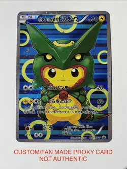 Poncho-Wearing Rayquaza Pikachu 230/XY-P Full Art DIY ACG CUST0M Fan Art Card - Image 1