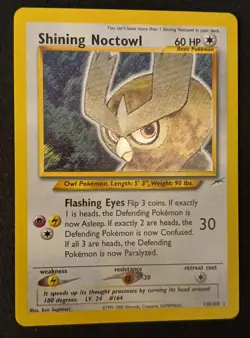 Shining Noctowl 110/105 Pokemon TCG Card Neo Destiny Unlimited Holo - Image 1