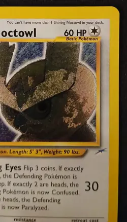 Shining Noctowl 110/105 Pokemon TCG Card Neo Destiny Unlimited Holo - Image 4
