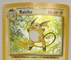 Pokemon Raichu 14/102 Holo Rare Base Set 1999 English Wizards Card - Image 1