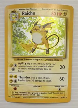 Pokemon Raichu 14/102 Holo Rare Base Set 1999 English Wizards Card - Image 2