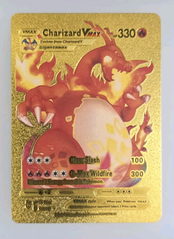 Pokemon Charizard VMAX 330hp Gigantamax Gold Foil Fan Art Collector Card TCG - Image 1