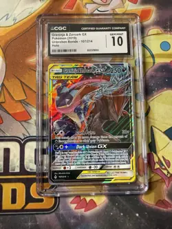 Pokemon TCG Greninja & Zoroark Tag Team GX 107/214 Unbroken Bonds CGC 10 - Image 1