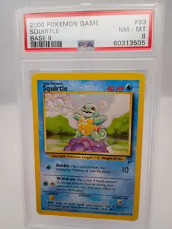 Pokemon Base Set 2 Squirtle 093/130 PSA 8 Regular English 2000 - Image 1