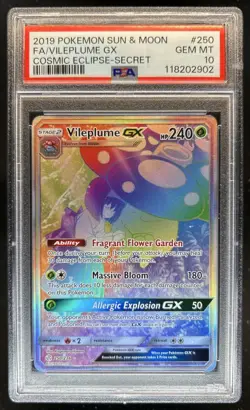 2019 Pokemon SM Cosmic Eclipse Vileplume #250/236 PSA 10 GEM MINT - Image 1