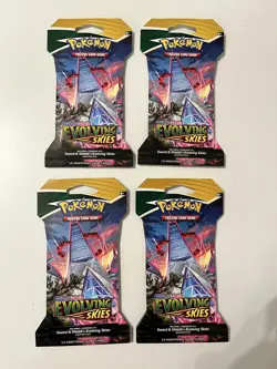 Pokemon Cards Evolving Skies Booster Packs Hanger Sealed Sleeved x4 DURALUDON - Image 1