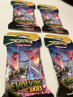 Pokemon Cards Evolving Skies Booster Packs Hanger Sealed Sleeved x4 DURALUDON - Image 3