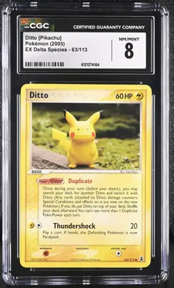 CGC 8 Ditto [Pikachu] 2005 EX Delta Species 63/113 Pokemon Card - Image 1
