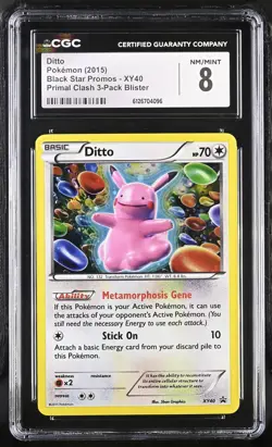 CGC 8 Ditto 2015 Black Star Promos XY40 Holo Pokemon Card - Image 1