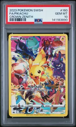2023 POKEMON SWORD & SHIELD CROWN ZENITH #160 FULL ART/PIKACHU PSA 10 - Image 1