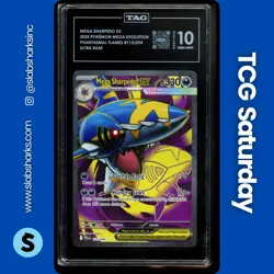 2025 POKEMON PHANTASMAL FLAMES #113/094 MEGA SHARPEDO EX FA ULTRA RARE TAG 10 - Image 1