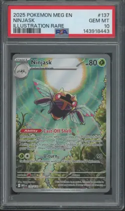 2025 Pokemon MEG EN Illustration Rare #137 Ninjask Gem Mint PSA 10 - Image 1